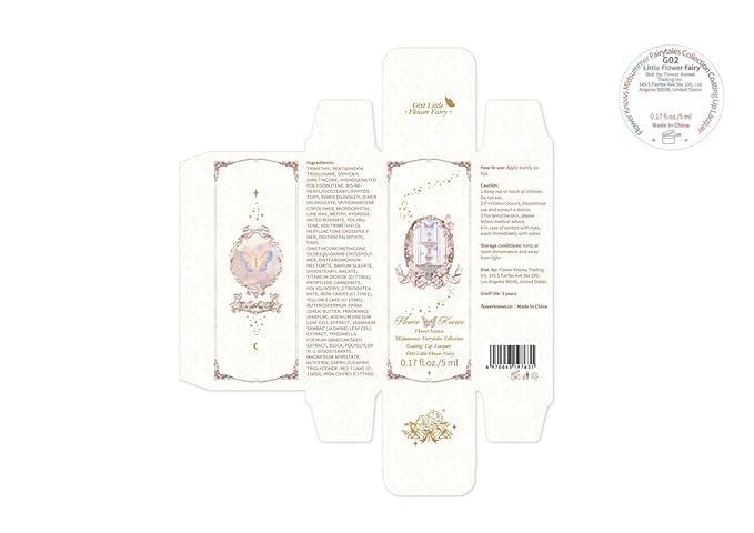 Flower Knows Midsummer Fairytales Lip Gloss-Glowy Moisturizing Coating Lip Lacquer-Hydrating Tinted Lip Oil for Girls&Women-Vegan & Cruelty Free-0.17Fl Oz(G02 Little Flower Fairy)