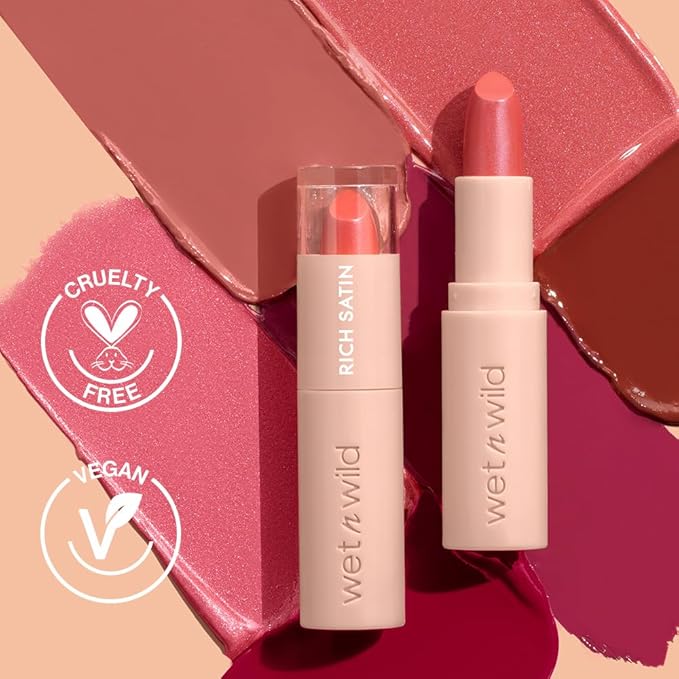 wet n wild Mega Last Rich Satin Lip Color, Rich Creamy Color with Satin Finish, Infused with Vitamin E & Moisturizing Argan Oil, Lightweight, Silky-Smooth, Vegan & Cruelty-Free - One in a Milli-Melon