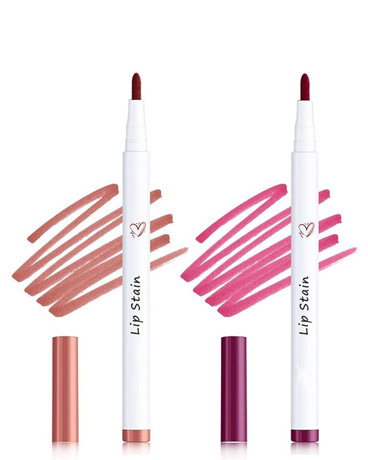 Lip Stain Marker Pen Set, 2Pcs Lip Liner Longlasting