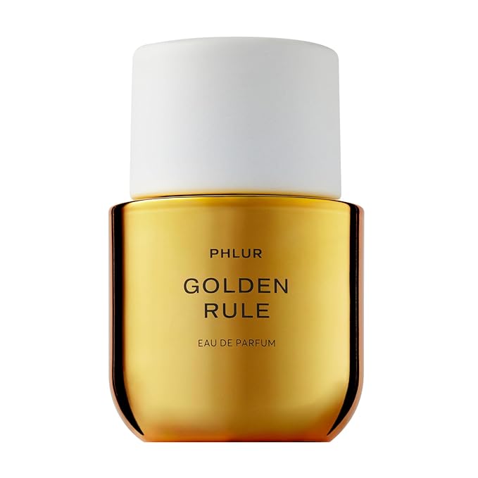 PHLUR Golden Rule Eau de Parfum - Full Size Perfume for Women & Men Fragrance - Fruity Floral Perfume with Mandarin, Pink Pepper, Pear, Jasmine, Coconut Milk, Sandalwood & Vanilla Cream (50mL)