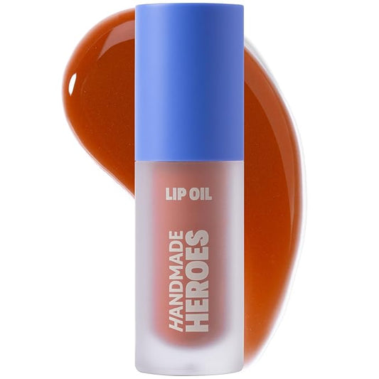 Handmade Heroes 100% Natural Vegan Lip Oil with Squalane Non-Sticky Lip Gloss Moisturizing, Shiny, Nourishing Korean Lip Gloss - Sugar Peach