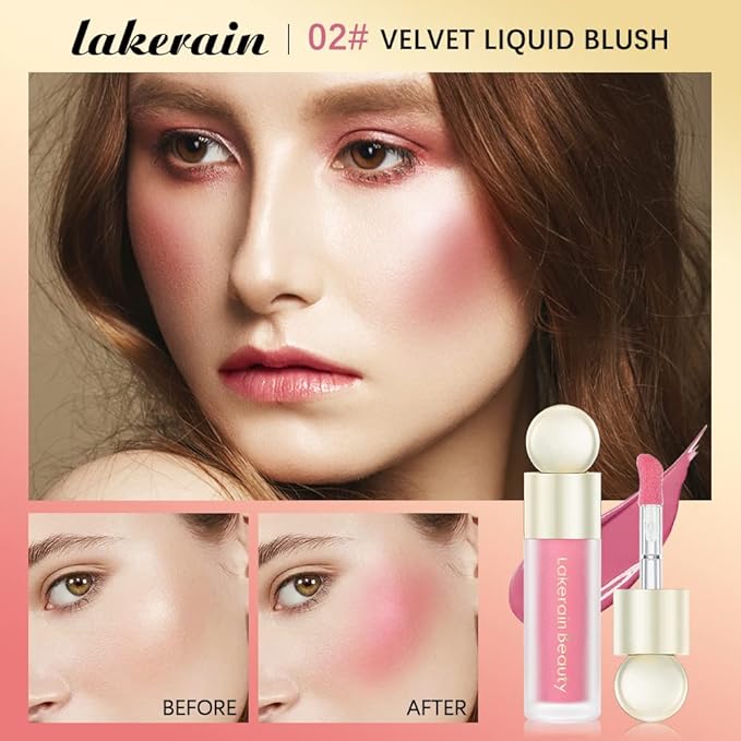 Liquid Blush, Soft Matte Lightweight Creamy Blush stick stick makeup.(02#Rose)