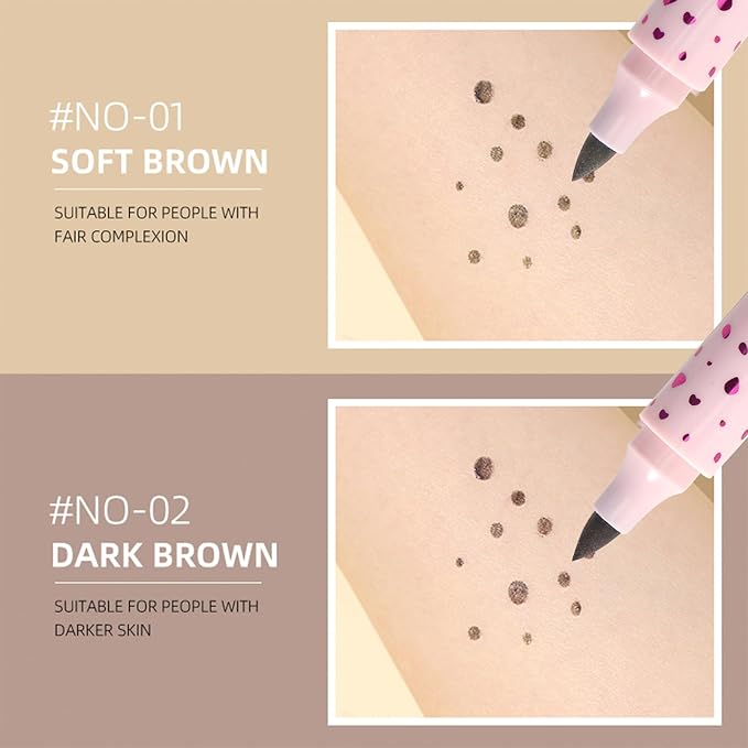 Erinde 2PCS Freckle Pen, Natural Lifelike Freckle Makeup Brown&Light Brown