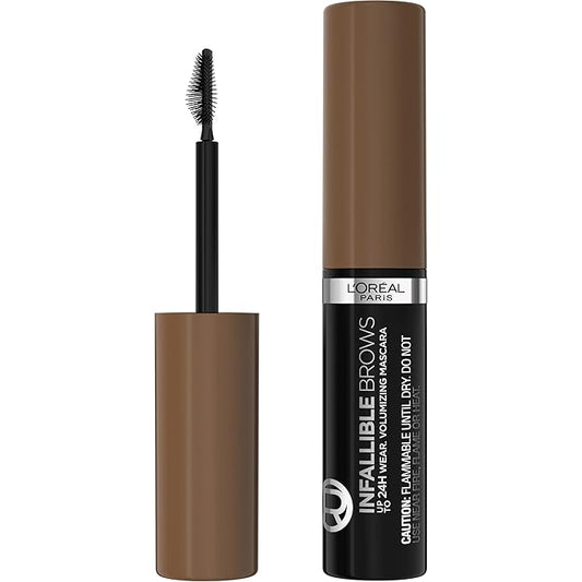 L'Oreal Paris Infallible Volumizing 24H Wear Brow Mascara, Long Lasting Eyebrow Makeup for 2X Fuller Eyebrows, 6.0 Light Brunette, 0.13 Fl Oz