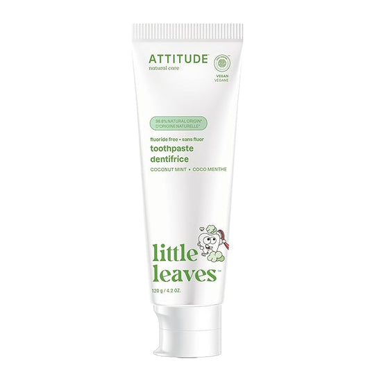 ATTITUDE Fluoride-Free Toothpaste, Plant- and Mineral-Based Ingredients, Vegan, Cruelty-Free and Sugar-Free, Coconut and Mint 4.2 Oz