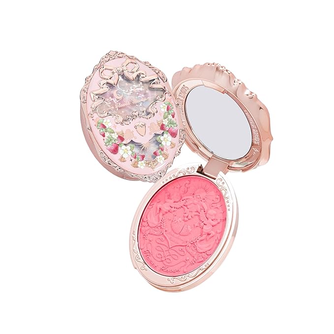 Flower Knows Strawberry Rococo Glowy Lip Gloss G01 Strawberry Macaron+Embossed Blush G01 Romantic Blossom