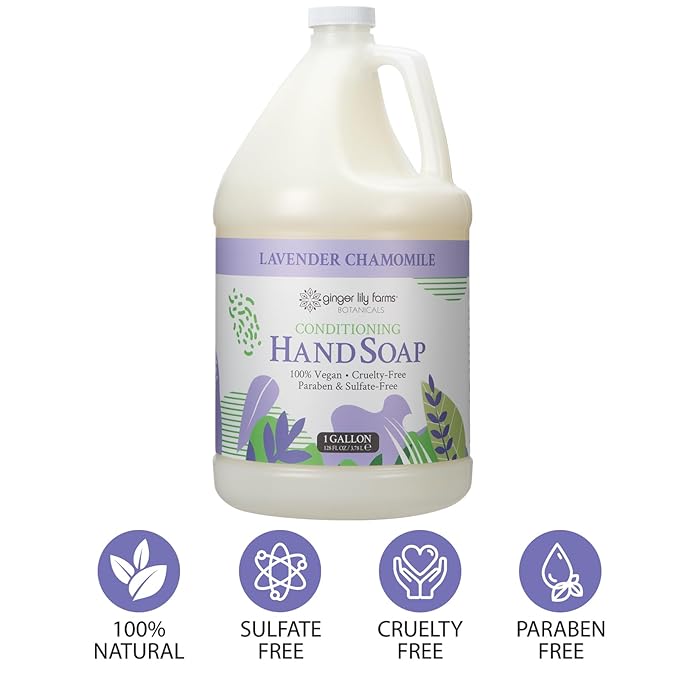 Ginger Lily Farms Botanicals All-Purpose Conditioning Liquid Hand Soap Refill, 100% Vegan & Cruelty-Free, Lavender Chamomile Scent, 1 Gallon (128 fl oz)