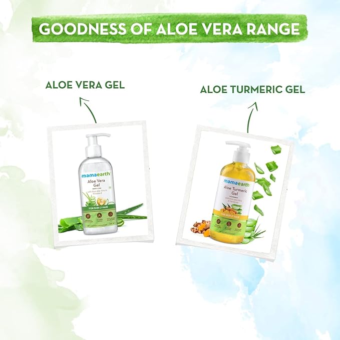 Mamaearth Aloe Turmeric Gel for Healthy Skin & Hair | Reduces Sunburn, Acne, & Dandruff | Hydrates Dry Hair & Nourishes Scalp | Paraben-Free | 10.14 Fl Oz (300ml)