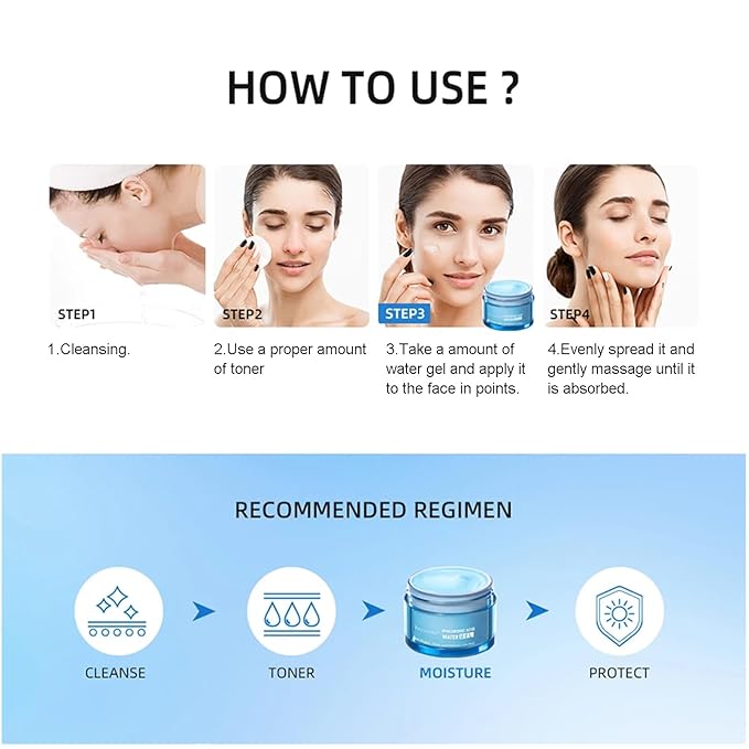 Hydro Boost Hyaluronic Acid Face Moisturizer for Oil Skin, Hydro Boost Moisturizer 48-Hour Hydration, Hydro Boost Water Gel Oil-Free and Lightweight Absorbs Well, Plump Skin for Women & Men 1.76oz