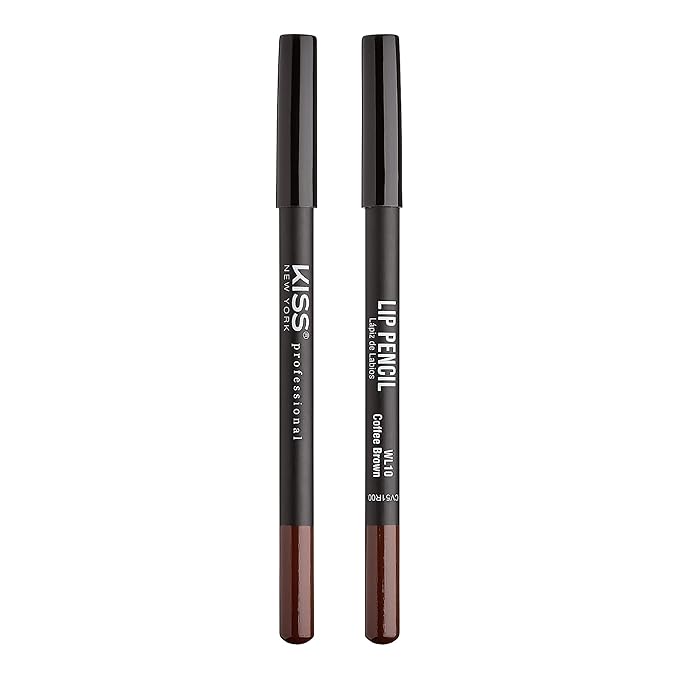 KISS New York Professional Slim Lip Pencil, Creamy Soft Lip Liner, Smooth Long-Lasting Rich Lip Color, Natural Lip Makeup, Water-Resistant Lip Crayon (Coffee Brown)