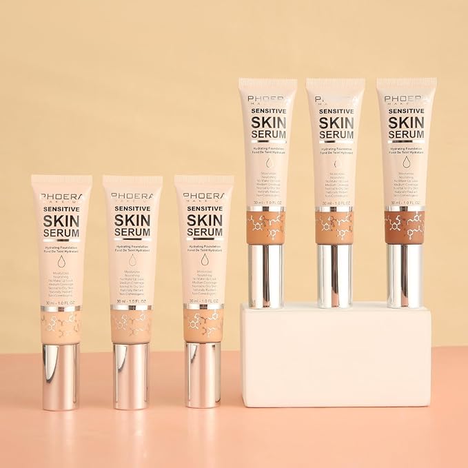 PHOERA Hydrating Serum Foundation,Flawless Full Coverage and Hypoallergenic Nude, norm)