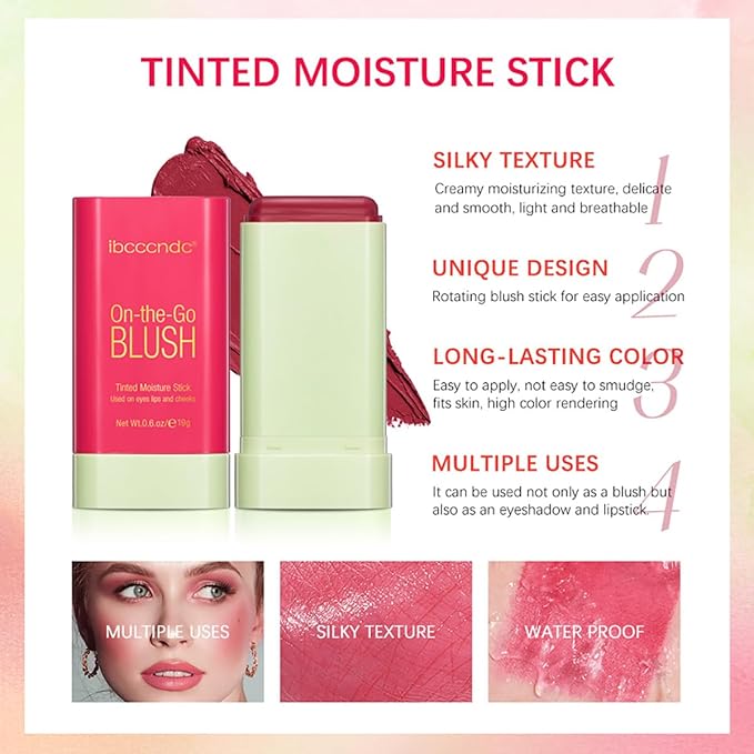 Multi-Use Makeup Blush Stick, 3-in-1 Cream Blush Stick