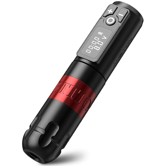 Ambition Soldier Rotary Battery Pen Tattoo Cartridge Machine with 2400mAh Wireless Power Japan Coreless Motor Digital LED Display Tattoo Equipment Supply for Professionals and Beginners Tattoo Artists