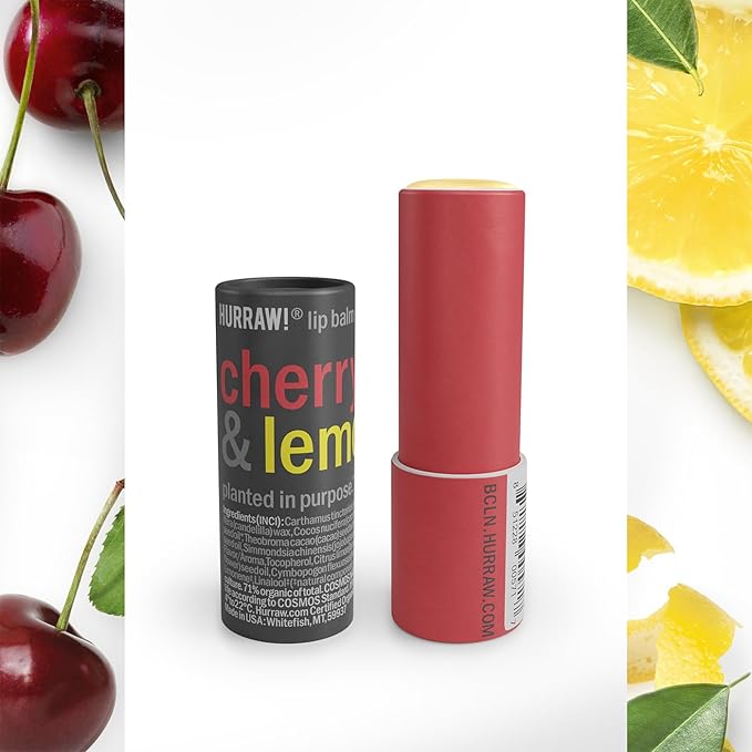 Hurraw! Cherry & Lemon Lip Balm,