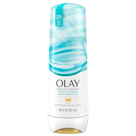 Olay Body Wash for Women, Indulgent Moisture, 24hr Moisturizing & Nourishing Formula, Infused with Vitamin B3 Complex, Luxurious Fragrances, Guava & Coconut Scent, 20 fl oz