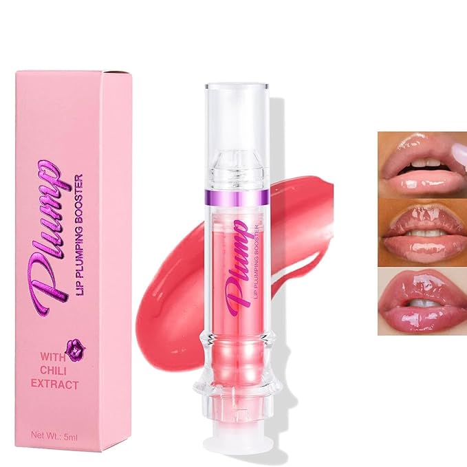 Lip Plumping Booster, Spicy Lip Lipstick, Lifter Gloss, Hydrating, Volumizes High-Shine Lip Plumping Lip Glass Mirror Lip Makeup Lip Glaze Plump & Pout Lip Plumper for Women Girls (04)