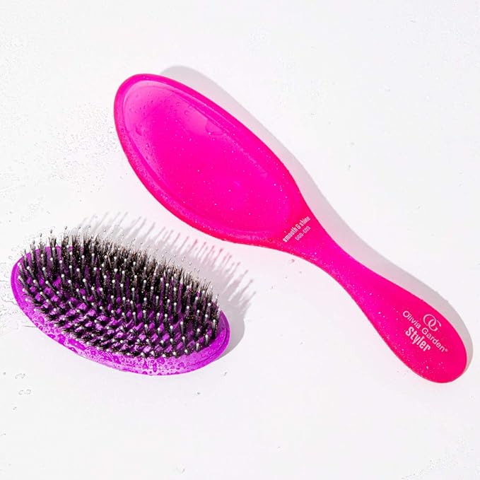 Olivia Garden OG Brush Styler, To Smooth and add Shine, All hair Types, removable cushion for easy cleaning, scalp hugging for scalp massage, gentle, for women, men and children, Blue