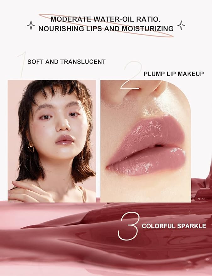 INTO YOU Lip Gloss, Lip Stain Long Lasting, Lip Tint, Lip Plumper Gloss, Glitter Lip Gloss, Liquid Lipstick, Lip Oil, Vivid Color, Smudge-Proof, Lightweight, Naturally Moisturizing (G06)