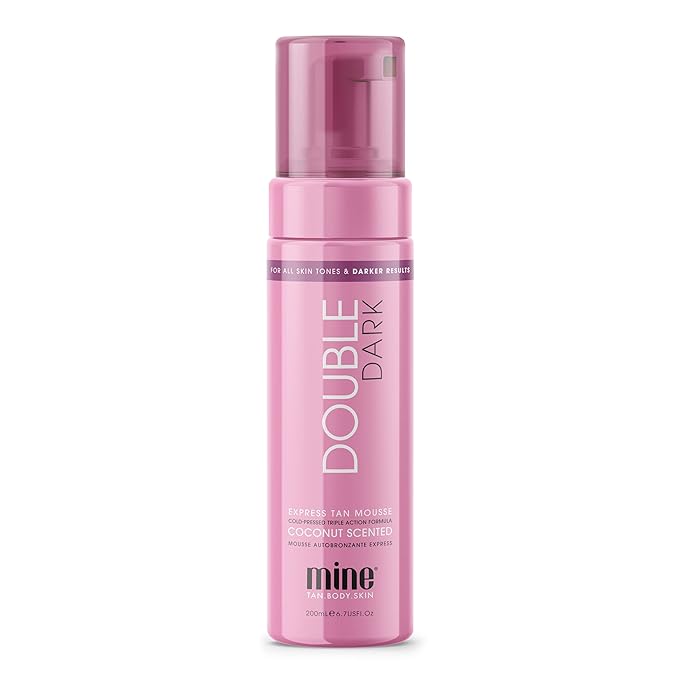 MineTan Double Dark Self Tanner Mousse - Clean Sunless Tanner For An Iconic Beach Bronze & Glowing Skin Finish, Body and Face Tanner, No Fake Tan Smell, Coconut Scented Self Tan, 200ml