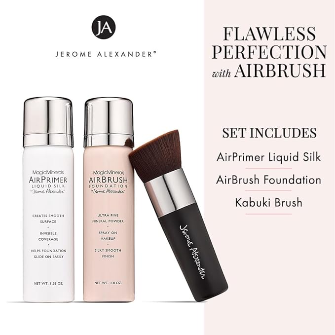 MagicMinerals AirBrush Foundation Set by Jerome Alexander – (Warm Medium)