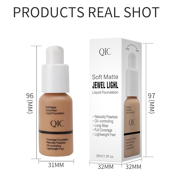 QIC Waterproof Matte Concealer BB Liquid Foundation Cream 102# Nude 30ml