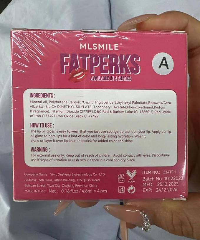 4 Colors Lip Oil Lip Glaze, Big Brush Lip