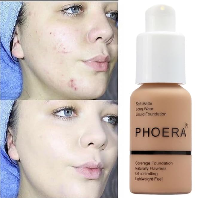 PHOERA Foundation, Flawless Soft Matte Liquid Foundation 24 Pcs-102- Nude)