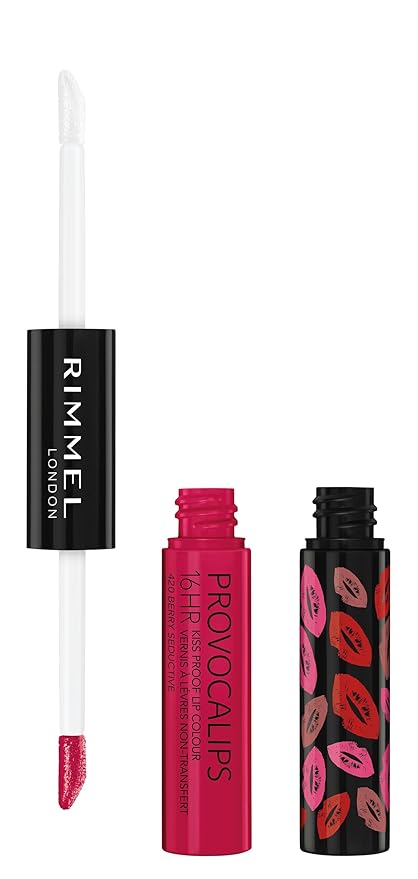 Rimmel London Provocalips 16hr Kiss-Proof Lip Color Bundle - 420 Berry Seductive & 500 Kiss Me You Fool, 14 fl.oz. Each