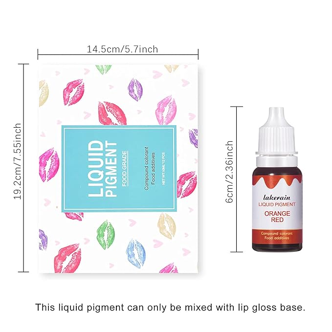 BONNIE CHOICE 12 Colors Liquid Lip Gloss Pigment Set, DIY Lipstick Liquid Pigment for Set Making Lip Gloss, DIY Lip Cosmetic Dye, Edible Coloring Pure Plant for Gloss Base
