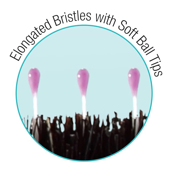 Cricket Amped Up Gentle Teasing Brush - Adds Volume and Shine, Heat Resistant, Ideal for Slick Back Hair, Updos, and Detangling All Types, Ergonomic Handle and Sectioning Tip, Pompadour Pink