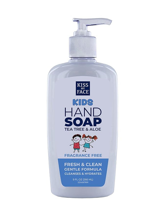 Kiss My Face Kids Hand Soap, Fragrance-Free, Cleanse And Hydrate Skin, Vegan & Cruelty-Free, Easy To Use Hand Soap Pump, Suitable For Sensitive Skin, 9 Fl Oz Bottle