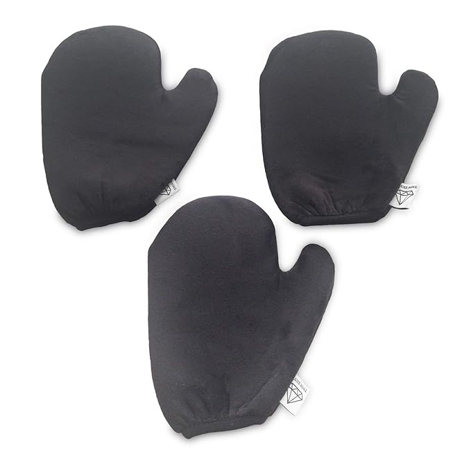 3-Pack Self Tanning Mitts Applicators Tanning Mitts Self Tanning Velvet Microfiber Applicator Mitts w/Non-Slip Elastic Wrist & Thumb Ultra Soft Professional Streak Free Blending Applicators
