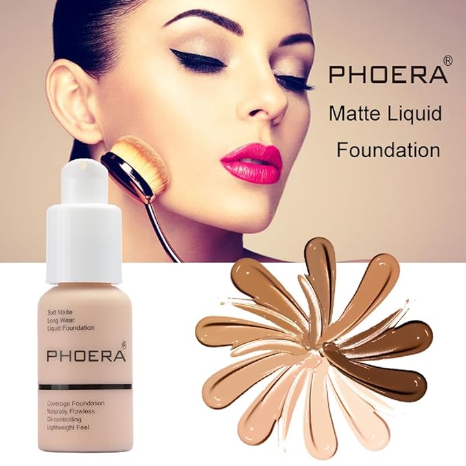 PHOERA Foundation, Flawless Soft Matte Liquid Foundation 24 -Warm Sun)