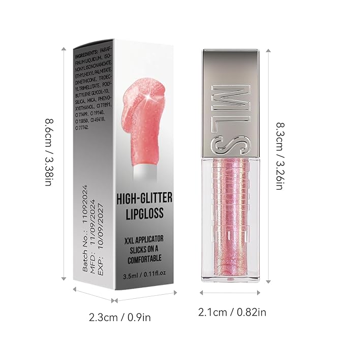 Mirror Glitter Lipstick, Sparkling Shimmer High Pigment Waterproof Long Lasting Lip Gloss, Shimmer Moisturizer Lip Gloss, Diamond Shiny Bold Glow Lip Stain for Lip Makeup (C16, 0.11 fl.oz)