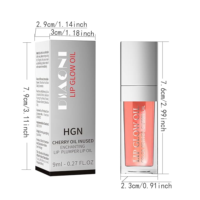 2 Colors Hydrating Lip Glow Oil, Moisturizing plumping Hydrating