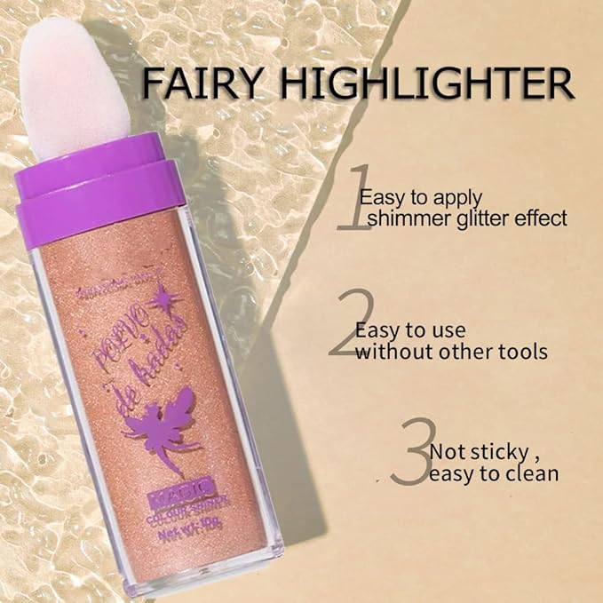 2pcs/set Polvo De Hadas Highlighters, Glitter Brightens Face (Golden Brown)