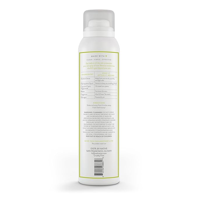Native Deodorant & Body Spray Contains Naturally Derived Ingredients | Deodorant for Women and Men, All Day Odor Protection, Aluminum and Hydrocarbon Propellant Free | Aloe & Green Tea