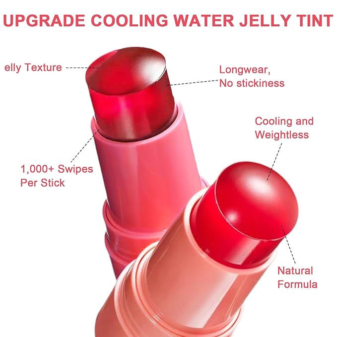 Jelly Blush Stick,Jelly Stain Stick,4Pcs Lightweight Long Lasting Lightweight