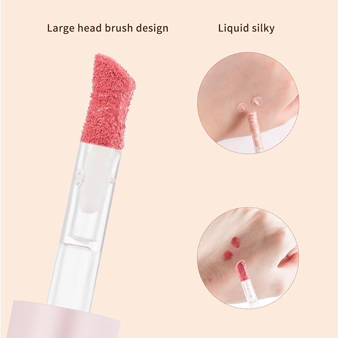 Liquid Highlighter, Liquid Blush with Face Brush Long