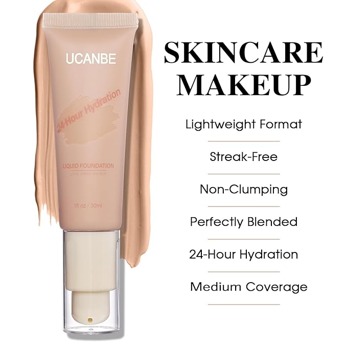 UCANBE Matte Liquid Foundation Makeup, Medium to Full fl. oz.