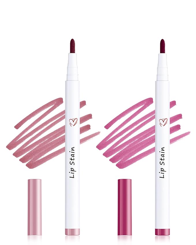 Lip Stain Marker Pen Set, 2Pcs Lip Liner Longlasting
