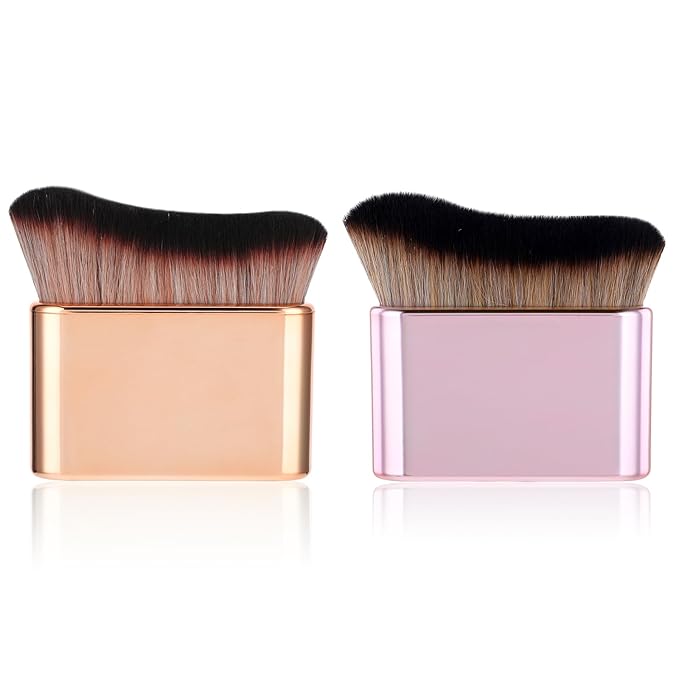 2Pcs Self Tan Brush Soft Body Makeup Brush Portable Self Tanning Brush Self Tanner Face Brush For Body & Leg Makeup（Rose Gold + Pink Rose Gold）