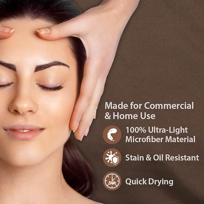 ForPro Professional Collection Premium Microfiber 3-Piece Massage Sheet Set, Chocolate, Ultra-Light, Stain, and Wrinkle Resistant, Includes Flat, Fitted Sheet and Massage Face Rest Cover