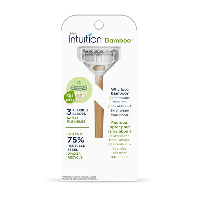 Schick Intuition Bamboo Disposable Razors for Women, 3ct