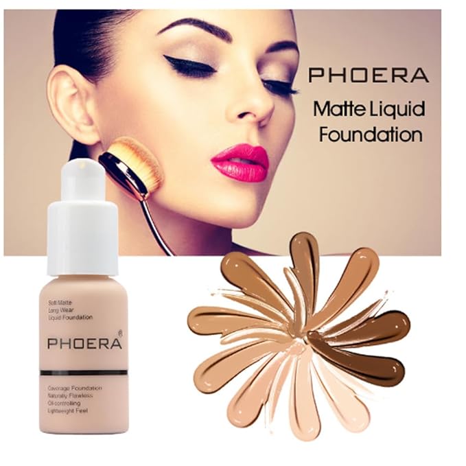 2Pcs Liquid Foundation Full Coverage 24HR Matte Oil Top (1pcs-107) 30ml