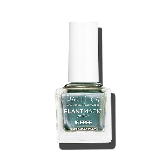 Pacifica Natural Nail Polish – Plant Magic Glitter Green Nail Polish - Plant Based, Non-Toxic & Clinically Tested - Lasting Colors, Glossy, Chip-Resistant, Clean Beauty, Dermatologist Approved Abalone