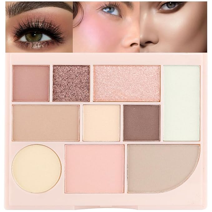 Shimmer Matte Eyeshadow Palette.Longwearing Highly Pigmented Natural Beige