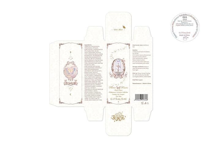 Flower Knows Midsummer Fairytales Lip Gloss-Glowy Moisturizing Coating Lip Lacquer-Hydrating Tinted Lip Oil for Girls&Women-Vegan & Cruelty Free-0.17Fl Oz(G01 Alice)