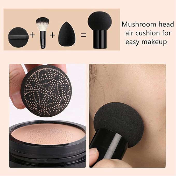 Air Cushion CC Cream Mushroom Head Foundation Air Waterproof-Natural 2Pack