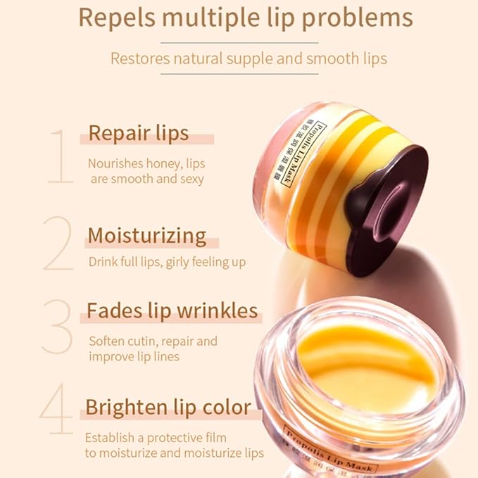 4Pcs Bee Lip Balm Honey Pot,Honey Lines